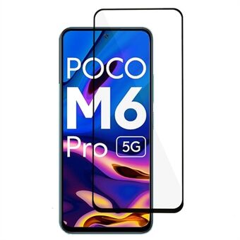 Xiaomi Poco M6 Pro 5G Silk Printing Black Edge -näytönsuojalle Full Glue Full Cover karkaistu lasikalvo