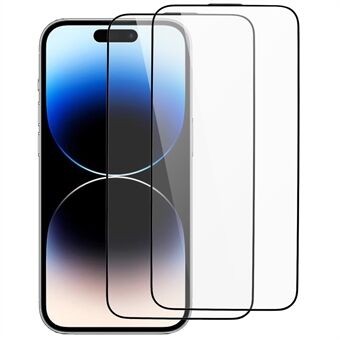 2 kpl korkea alumiinipii lasikalvo iPhone 15 Pro Max silkkitulostukseen Paksu liima koko näytön suojakalvo pölynsuojaverkolla