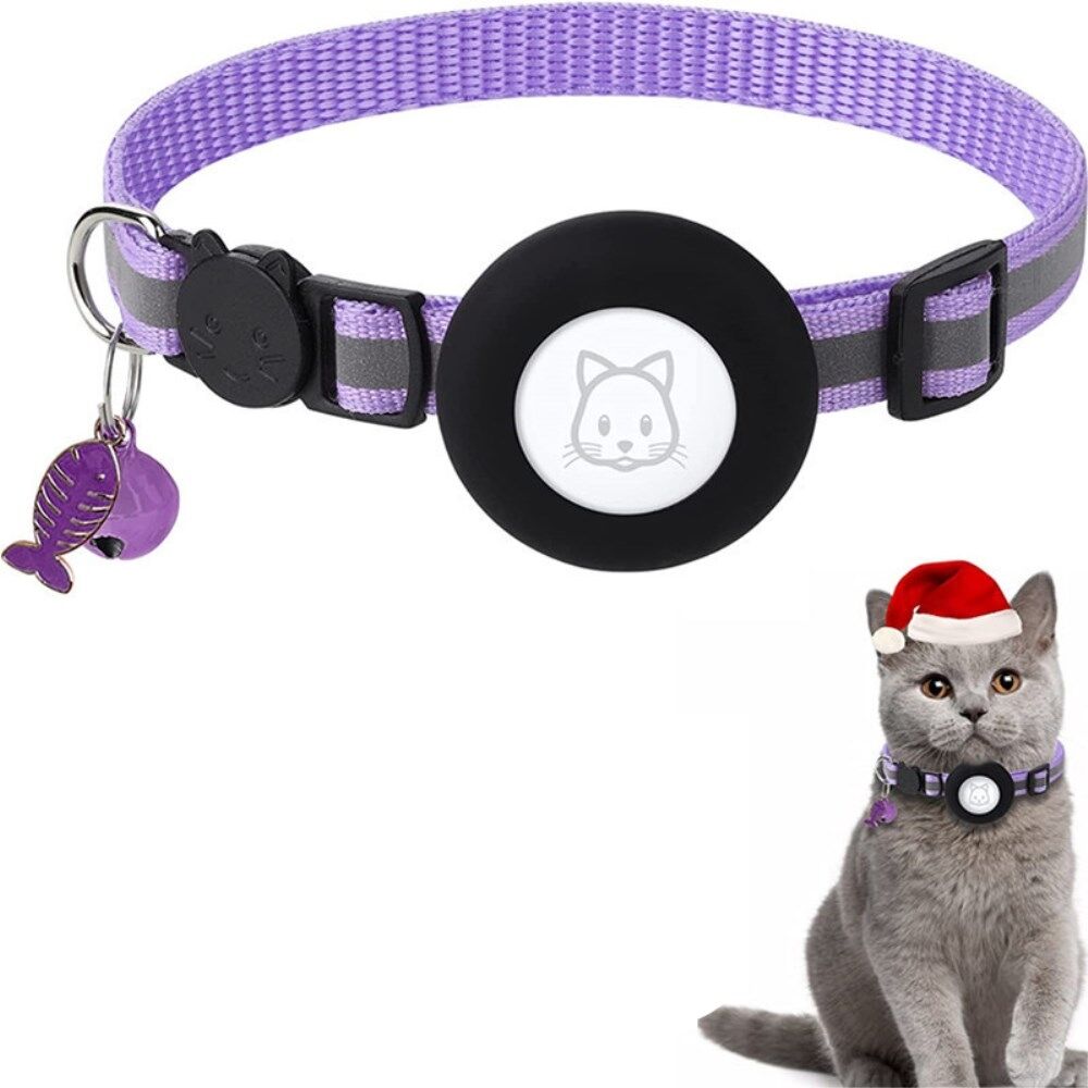 Silicone Case for AirTag Reflective Pet Collar GPS Tracker Cover with Bell  and Fish Shape Pendant
