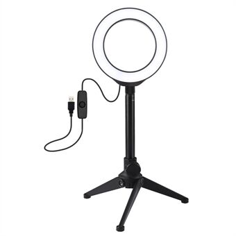 PULUZ 4,7 tuuman 12 cm rengasvalo + pöytäjalusta Selfie Stick -kiinnitys USB valkoinen valo LED- Ring Ring