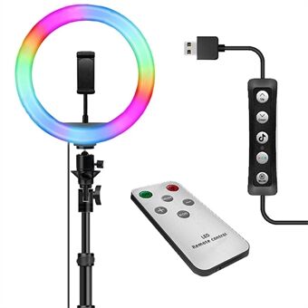 JY260Z 10 tuuman säädettävä RGB-rengasselfie-valo Pyörivä Ring puhelimen kiinnittimellä suoratoistovalokuvaukseen (ilman jalustaa)