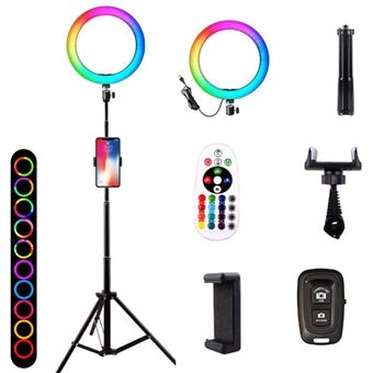 SD-5354 160 cm teleskooppinen kolmijalkainen kaukosäädin 10 tuuman valokuvaus USB 18 väriä RGB Ring irrotettavalla puhelintelineellä ja Bluetooth-kaukosäätimellä