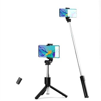 A02 Jatkettava Stand kaukosäätimellä Kannettava taitettava Bluetooth Monopod Selfie Stick, musta