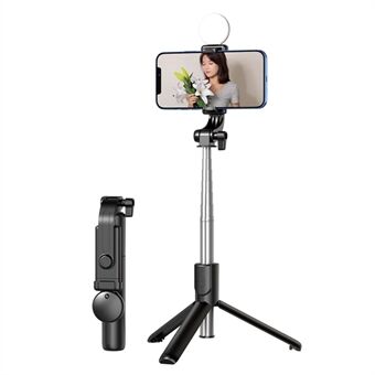 KH1S sisäänvedettävä suoratoisto matkapuhelinteline Taitettava Bluetooth Selfie Stick Stand täyttövalolla (0,7 m)