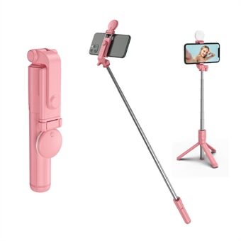 H1X 100 cm sisäänvedettävä Bluetooth-jalustan puhelinteline Kannettava säädettävä selfie-tikku pyöreällä valolla