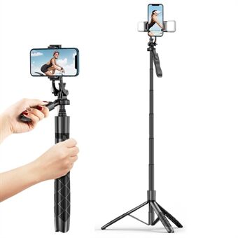 L16 34-153 cm Jatkettava Selfie Stick Stand Kamera Gimbal Stabilizer Puhelinpidikepidike Langaton Bluetooth-kaukosäädin kahdella valolla