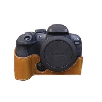 Canon EOS R10 PU Nahkainen Scratch kameran alasuojus Suuri aukeava Design Suojakotelo - ruskea