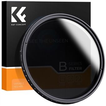 K&F CONCEPT KF01.1114 ND-suodatin 82 mm:n säädettävä ND2-ND400 erittäin ohut, neutraali tiheys optinen lasi HD-kameran linssisuodatin puhdistusliinalla