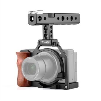 YELANGU C20-B irrotettava alumiiniseoksesta valmistettu yläkahva, jossa häkki DSLR-kamera, elokuvantekosarja Sony ZV-1 -kameralle (YLG0332B)