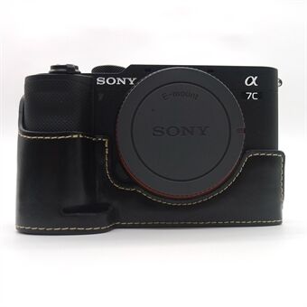 Kameran puolikotelo PU-nahkapohjainen suojakuori akun aukolla Sony A7C:lle
