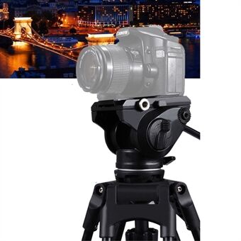 Head PU3501 Heavy Duty -videokamera kolmijalkainen, nestemäinen vetopää liukuvalla levyllä DSLR- ja SLR-kameroihin - musta