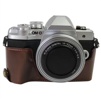 Olympus OM-D E-M10 Mark III Kamerakotelolle PU-nahkainen puolipeite akkuavauksella pohjassa