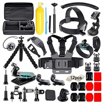 48-in-1 GoPro Sports Camera Accessories Kit Outdoor Juoksu Pyöräily Ski Rinta Rannehihna Päänauhan kiinnitysosat