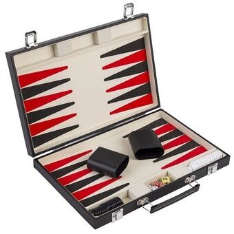 Backgammon Deluxe 36 cm synteettinen nahka musta